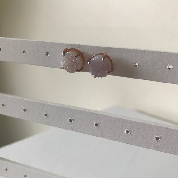 Pink Druzy Quartz Earrings - Picture 3 of 5